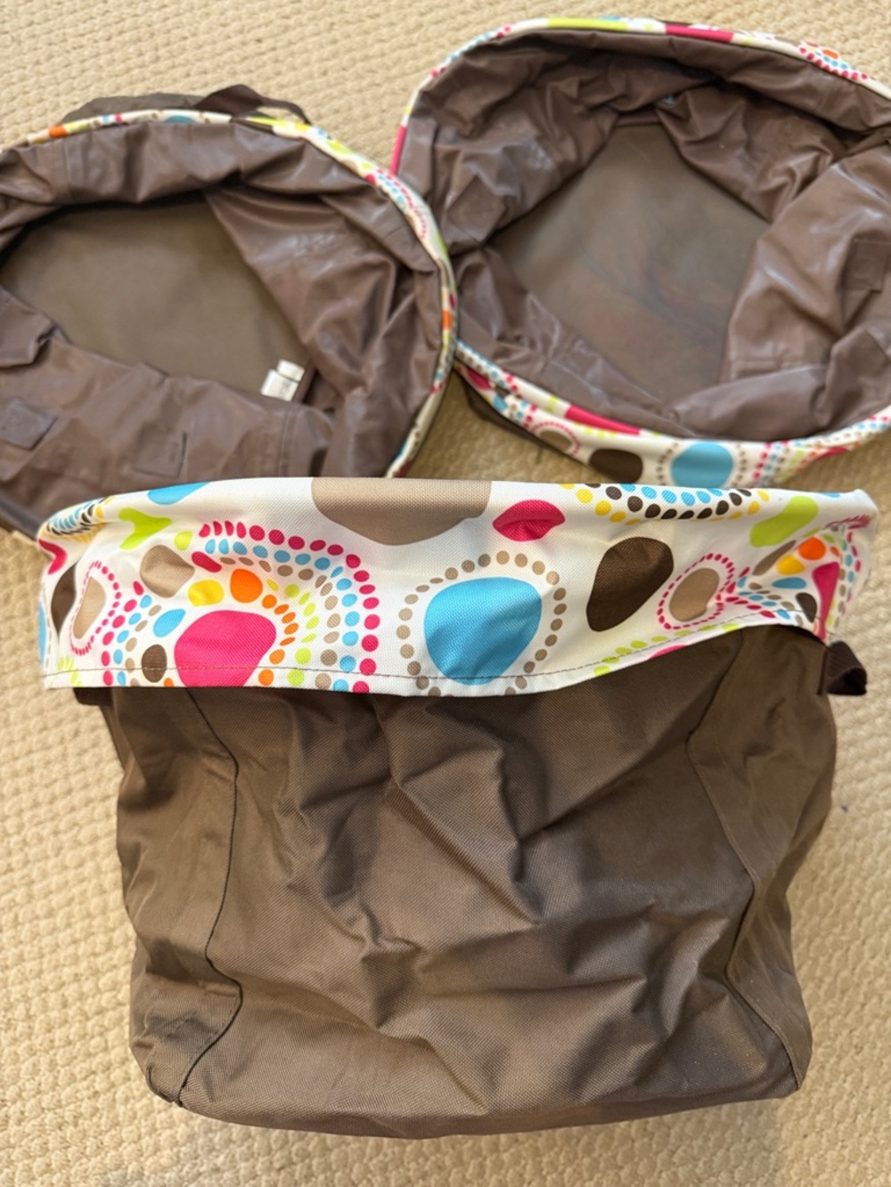Multi-Color Dot Accent Brown thirty-one Tote storage Set